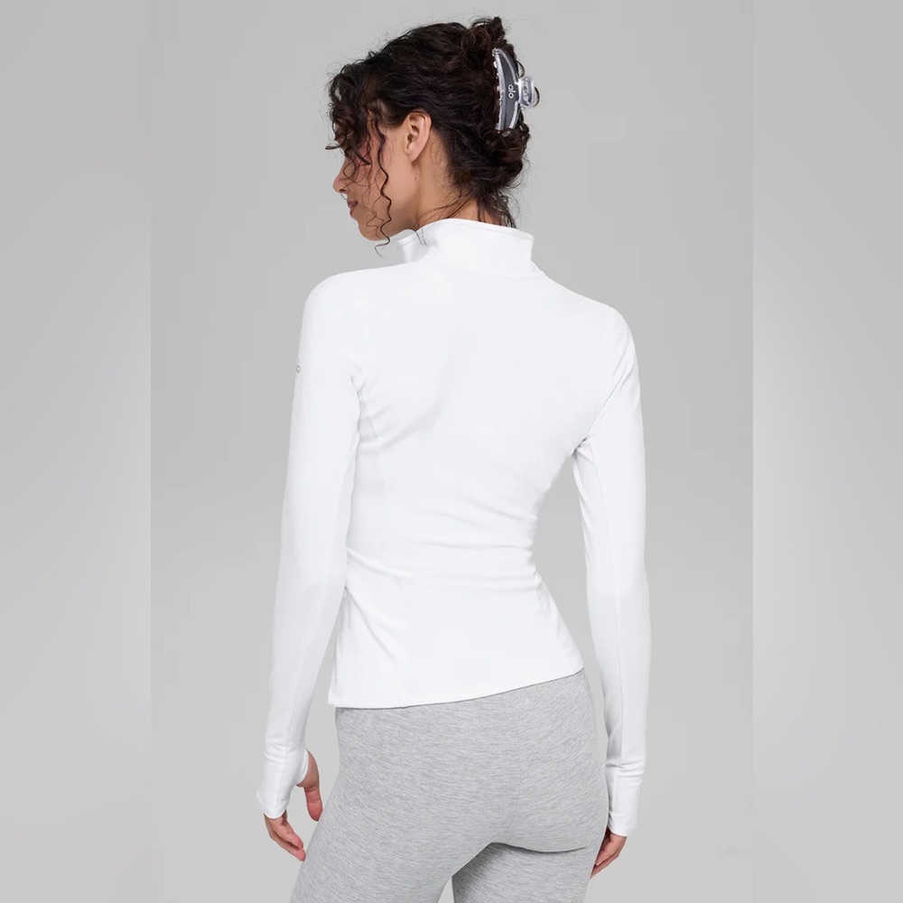 Alo Yoga Alosoft 1/2 Zip Rapid Pullover White | Size M - Picture 4 of 10